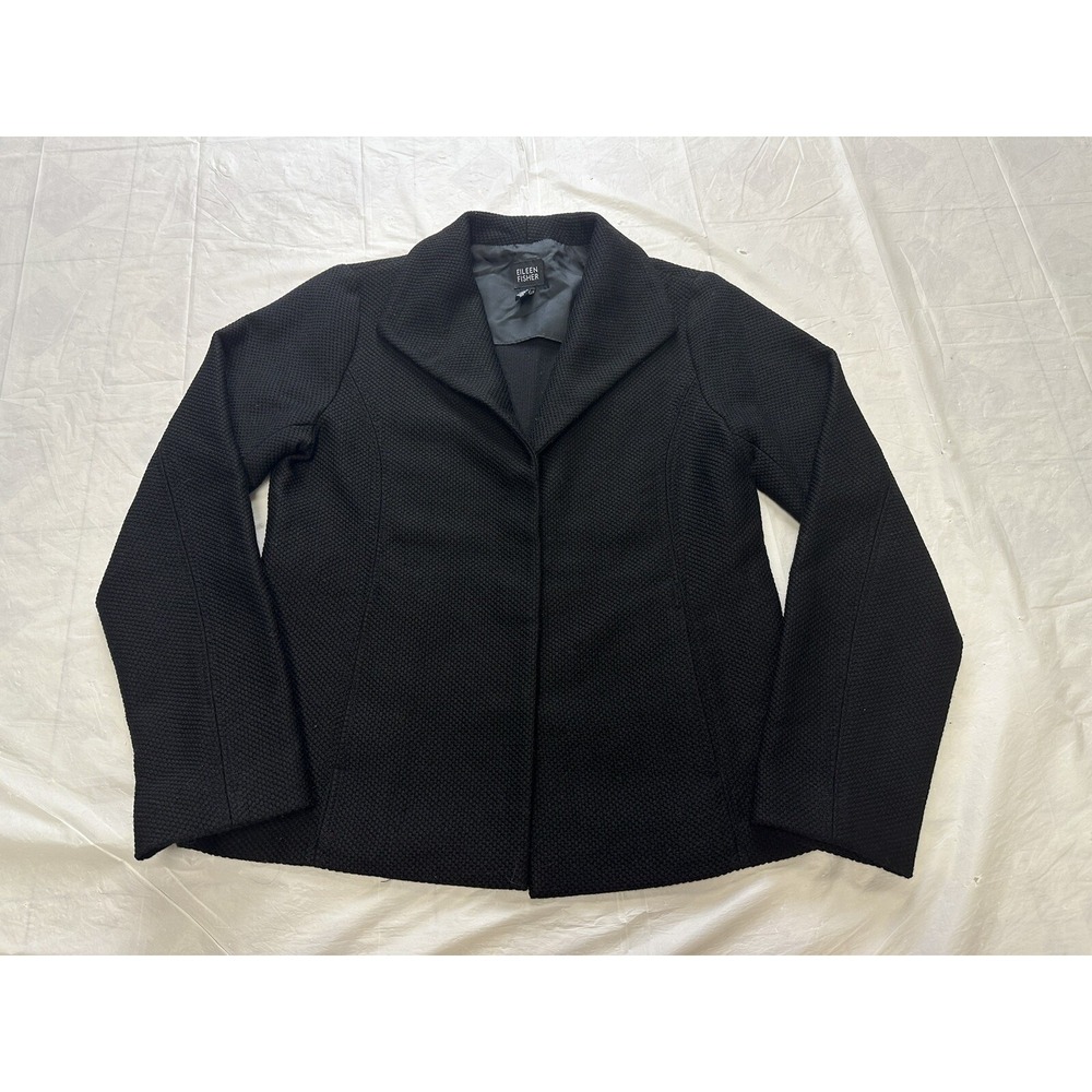 Eileen Fisher Womens Wool Textured Hook & Loop Collared Coat Size XS